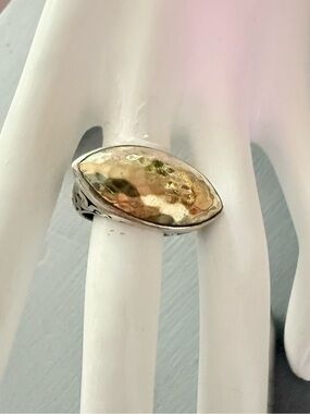 Lois Hill Sterling Two-Tone Hammered Statement Ring 6